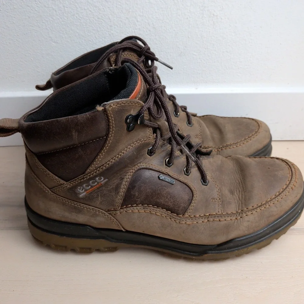 ECCO Track 25 Gore-Tex Mid Hiking Boots Mens US 11/11.5 EU45 Brown Waterproof